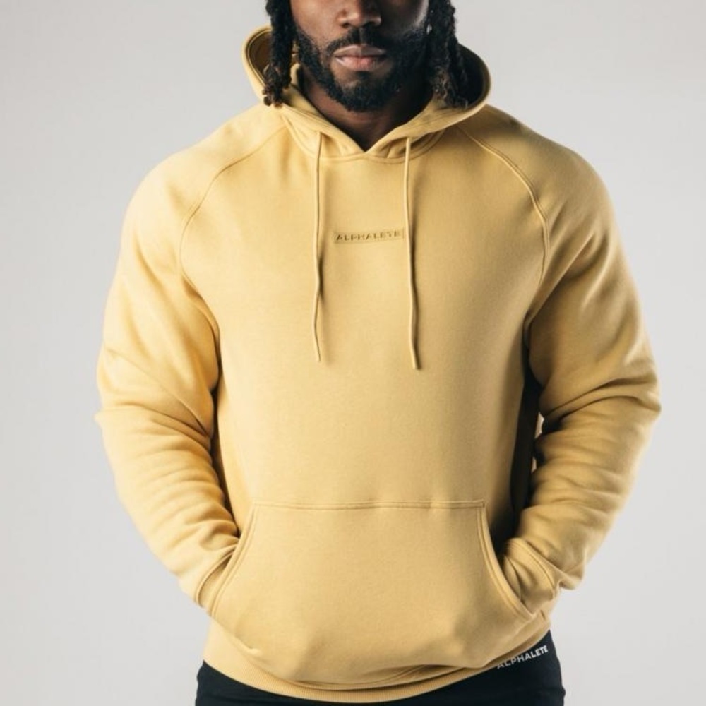 Alphalete Citron Yellow Gold Pullover Sweatshirt Hoodie Kangaroo Pocket XS